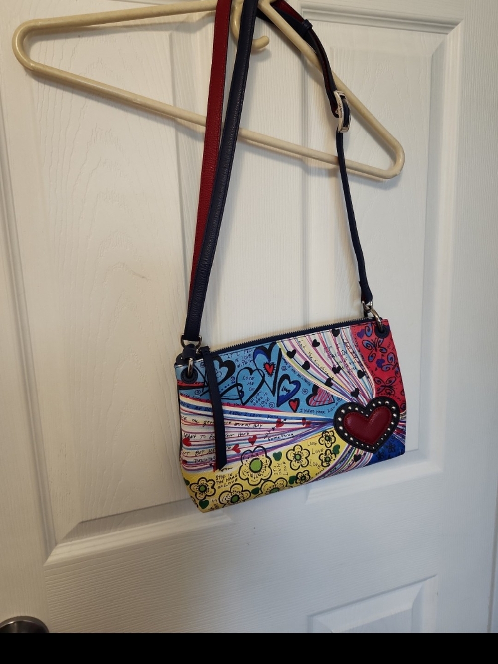 Brighton "Can't Buy Me Love" Crossbody Bag the art of love leather purse colorfu